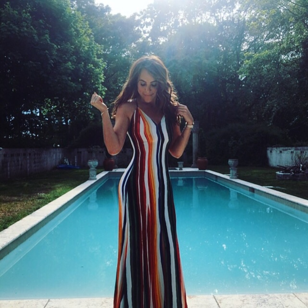 Lightweight long summer color pop dress.